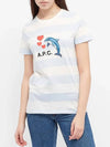 Chloe Dolphin Logo Striped Short Sleeve T-Shirt Blue - A.P.C. - BALAAN 4