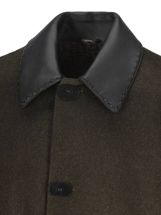 Mohair Wool Single Coat Green - FENDI - BALAAN 4