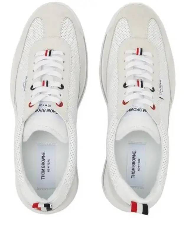 Vitello Calf Leather Clear Sole Tech Runner Sneakers White - THOM BROWNE - BALAAN 2