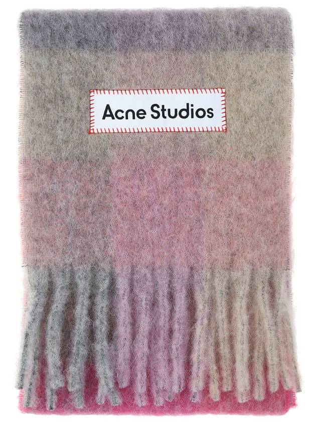 Studios Mohair Check Muffler Fuchsia Lilac Pink - ACNE STUDIOS - BALAAN.