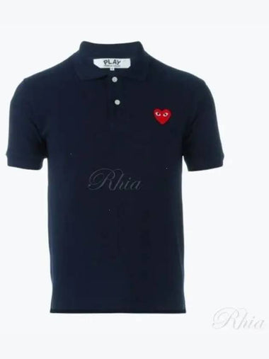 Heart Logo Classic Collar Short Sleeve Men s T Shirt Top P1T0062 Navy - COMME DES GARCONS - BALAAN 1