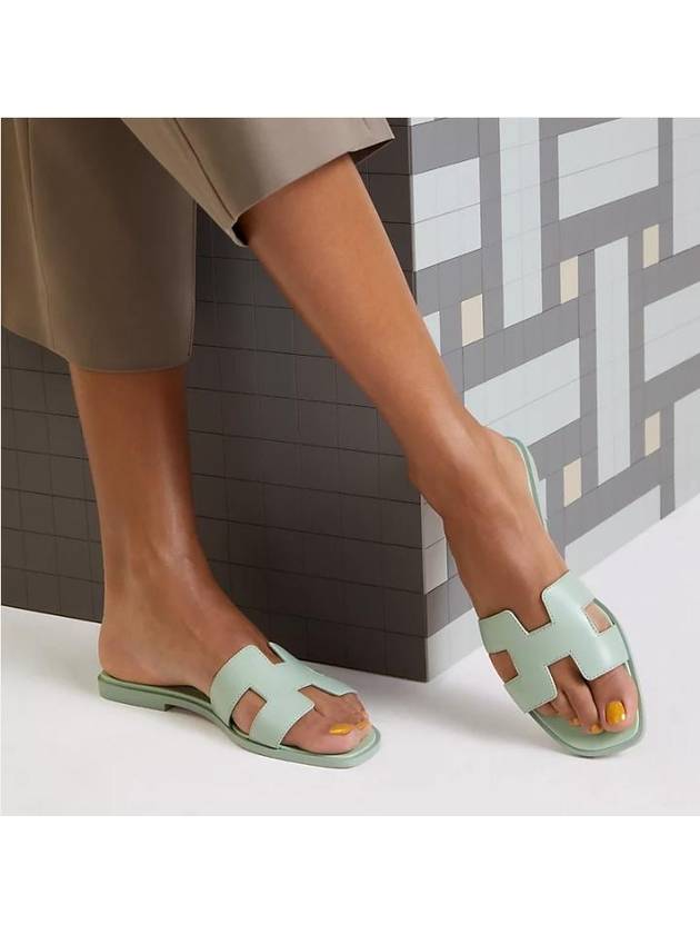 Oran Calfskin Sandals Vert - HERMES - BALAAN 6