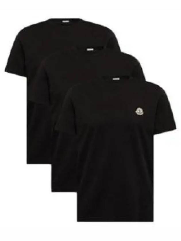 Logo Patch Cotton Short Sleeve T-Shirt 3 Pack Set Black - MONCLER - BALAAN 1