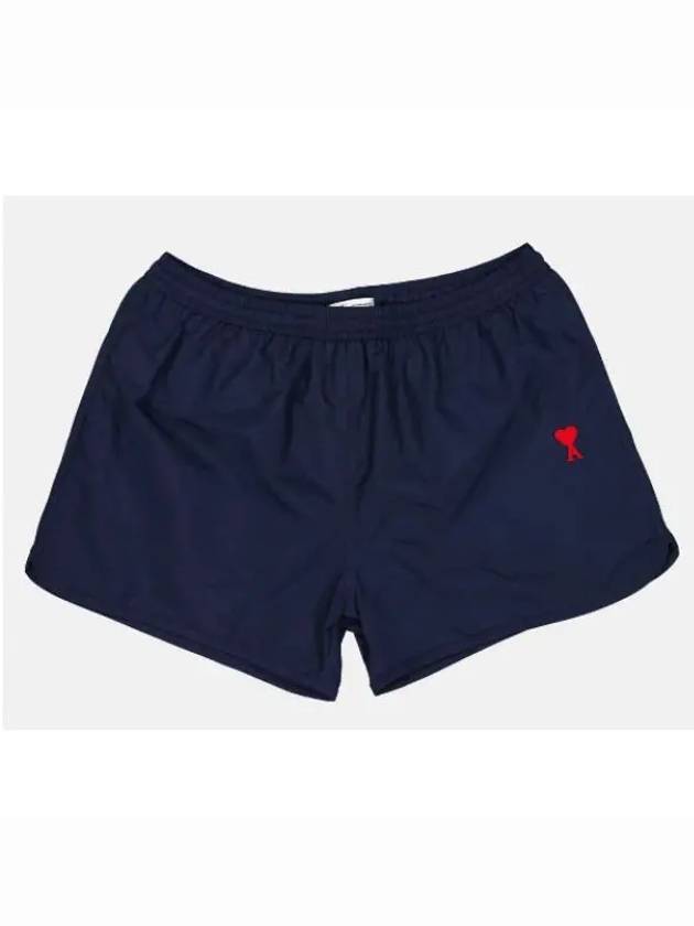 Heart Logo Swim Shorts Navy Blue - AMI - BALAAN 2