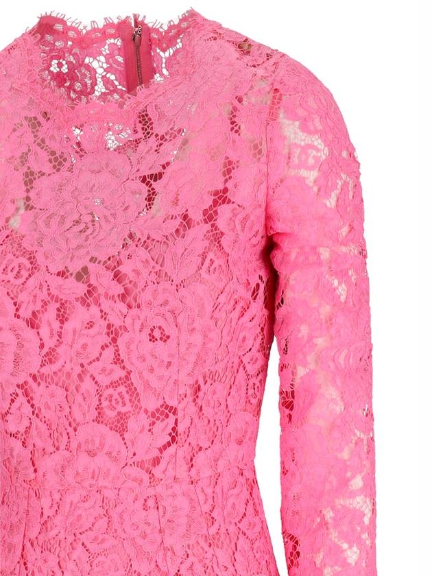 Floral Lace Midi Dress Pink - DOLCE&GABBANA - BALAAN 4