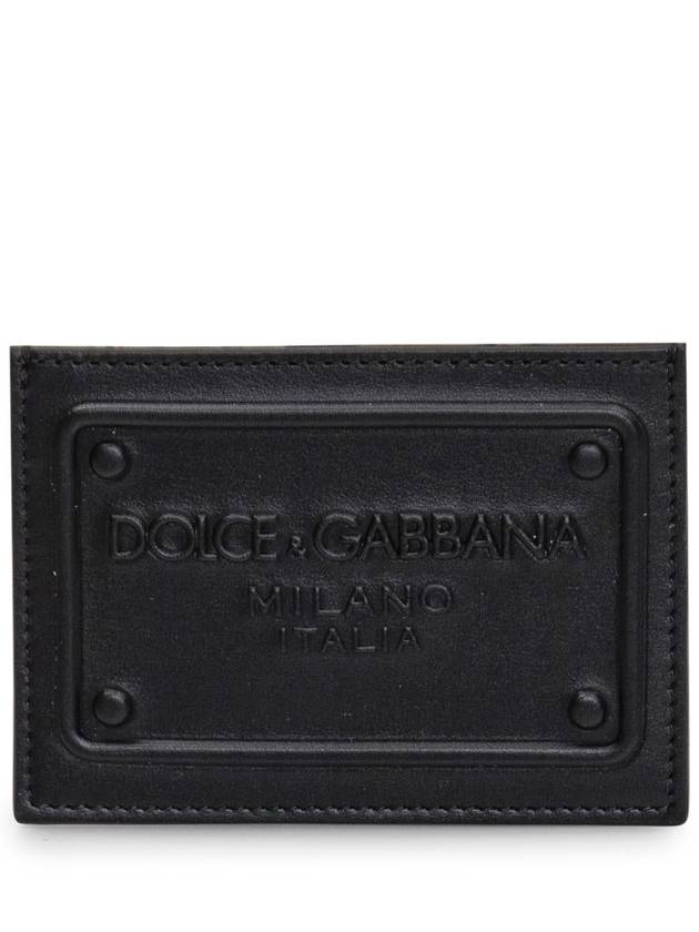 Raised Logo Calfskin Card Wallet Black - DOLCE&GABBANA - BALAAN 2