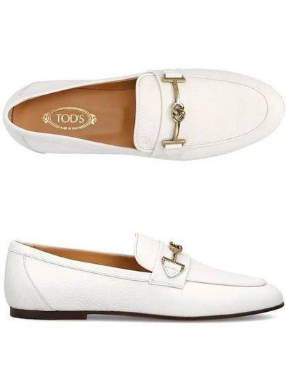 Women's Double T Logo Leather Loafers White - TOD'S - BALAAN 2