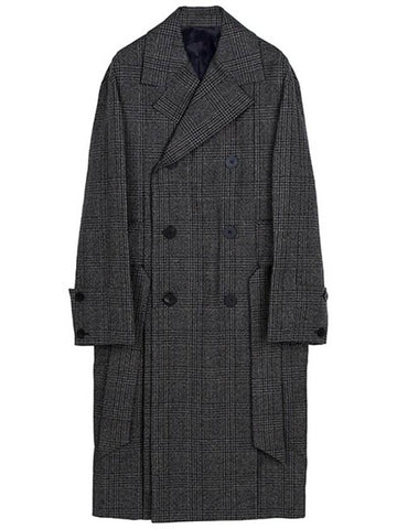 Khaki Check Belted Double Wool Coat W233HC01 902K - WOOYOUNGMI - BALAAN 1