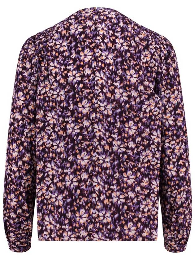 Floral V-neck viscose blouse purple - ISABEL MARANT ETOILE - BALAAN 3