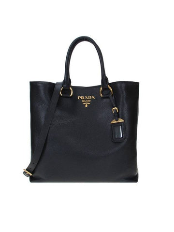 Vitello Milan Logo Phoenix Tote Bag Black - PRADA - BALAAN 1