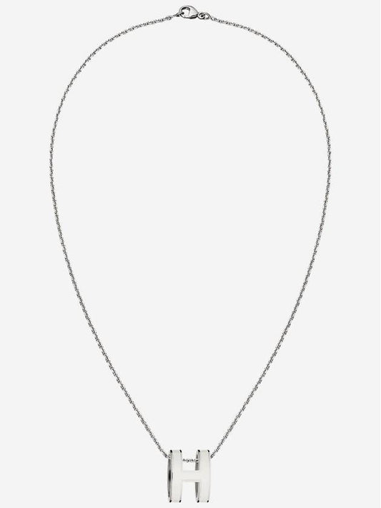 Pop H Pendant Silver Necklace Blanc - HERMES - BALAAN 2