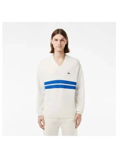 Men s Tipping Detail Match V Neck Sweater White - LACOSTE - BALAAN 1