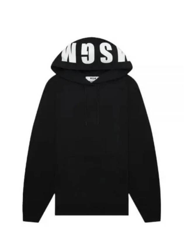 Maxi Logo Cotton Hoodie Black - MSGM - BALAAN 2