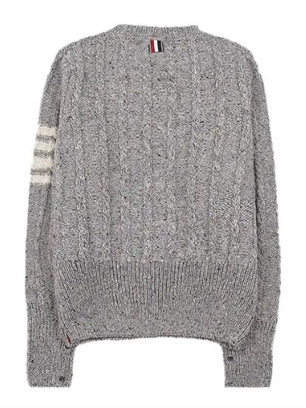 Donegal Twist Cable 4-Bar Classic Crewneck Knit Top Light Grey - THOM BROWNE - BALAAN 3