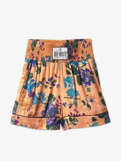 Logo Patch Floral Print Shorts Peach Orange - OFF WHITE - BALAAN 2