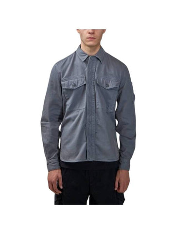 Military Twill Emerald Pocket Long Sleeve Shirt Grey - CP COMPANY - BALAAN 1