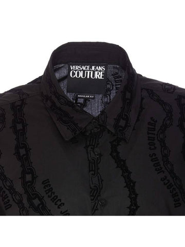 Versace Jeans Couture Black Cotton Shirt - VERSACE - BALAAN 1