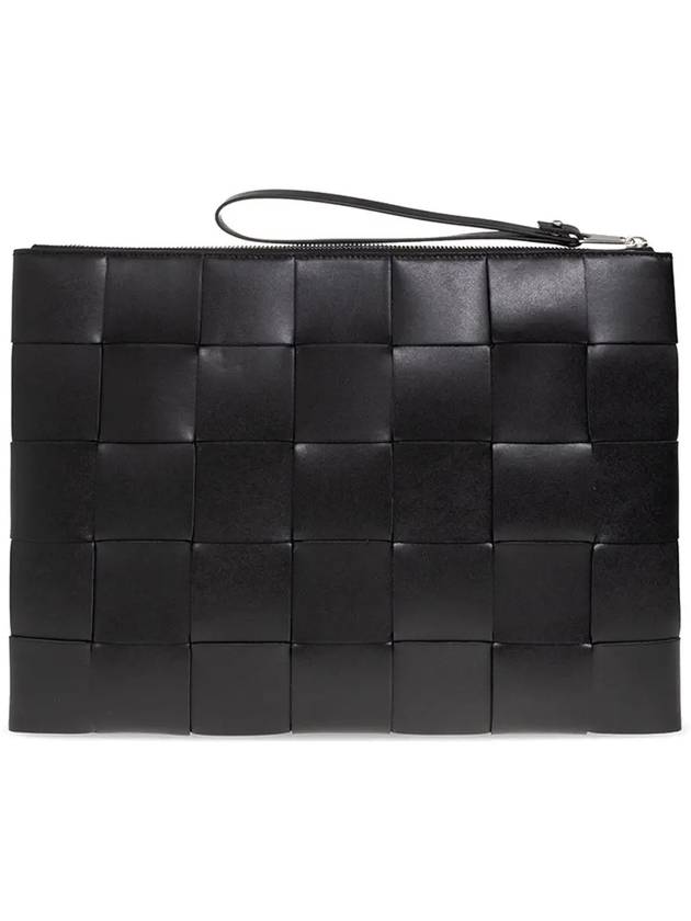 Intrecciato Weaving Strap Clutch Bag Black - BOTTEGA VENETA - BALAAN 4