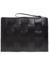 Intrecciato Weaving Strap Clutch Bag Black - BOTTEGA VENETA - BALAAN 4