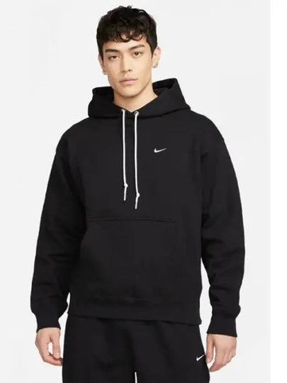 Solo Swoosh Fleece Pullover Hoodie Black - NIKE - BALAAN 2