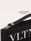 VLTN Logo Strap Coin Zipper Card Wallet Black - VALENTINO - BALAAN 5