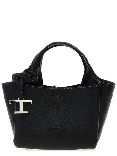 Micro Leather Tote Bag Black - TOD'S - BALAAN 2