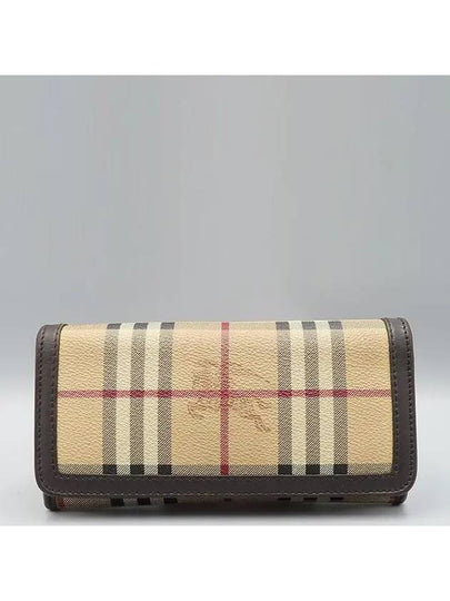 36327501 Classic Check PVC Brown Leather Trimmed Long Wallet - BURBERRY - BALAAN 2