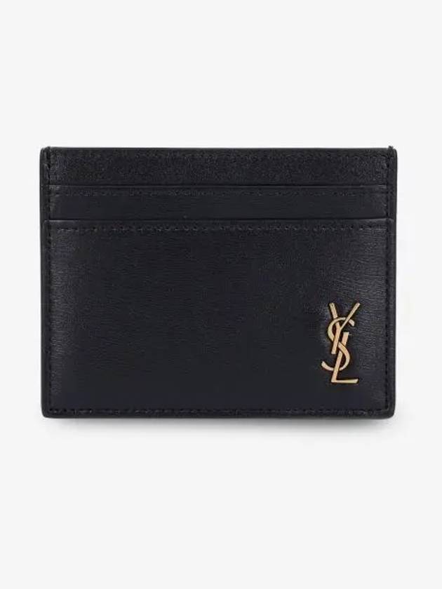 Tiny Monogram Shiny Leather Card Case Black - SAINT LAURENT - BALAAN 2