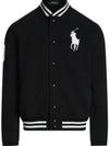 Embroidery Pony Logo Varsity Bomber Jacket Black - POLO RALPH LAUREN - BALAAN 2