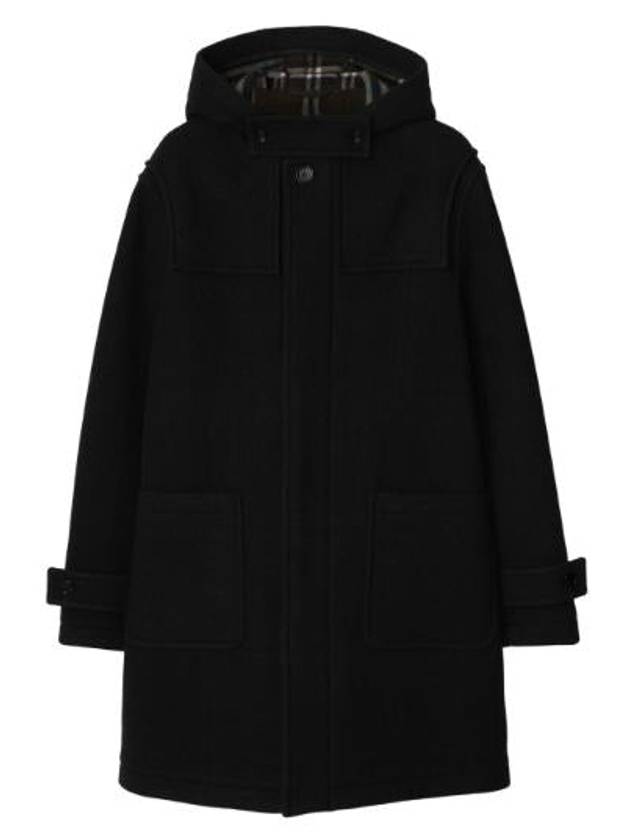 Hooded Wool Duffel Coat Black - BURBERRY - BALAAN 6