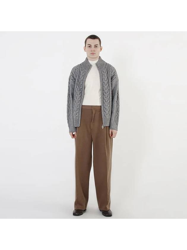 One Tuck Banding Wool Slacks Brown - CHANCE'S NOI - BALAAN 8