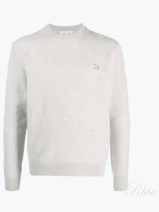 Baby Fox Patch Regular Knit Top Light Grey Melange - MAISON KITSUNE - BALAAN 2