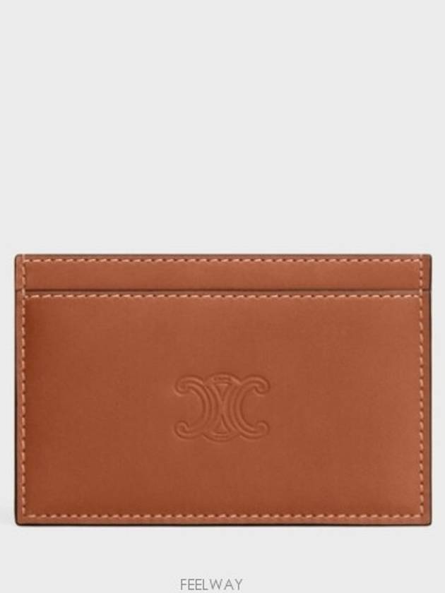 Triomphe card holder natural calfskin embossed tan - CELINE - BALAAN 2