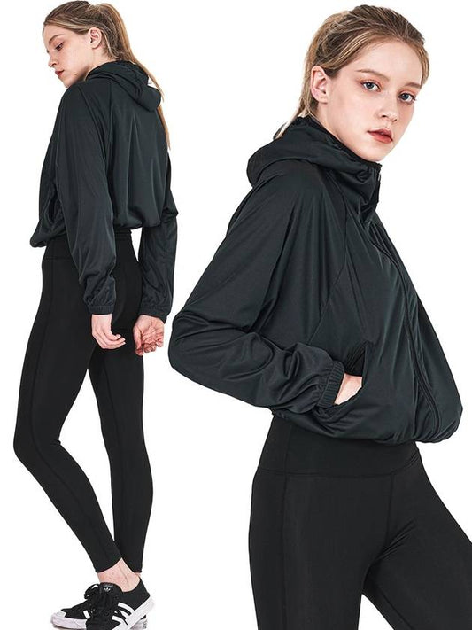 Point Fix Women's Diet Training Sweat Suit Warmer Raglan Crop Jacket Black - HOTSUIT - BALAAN 1