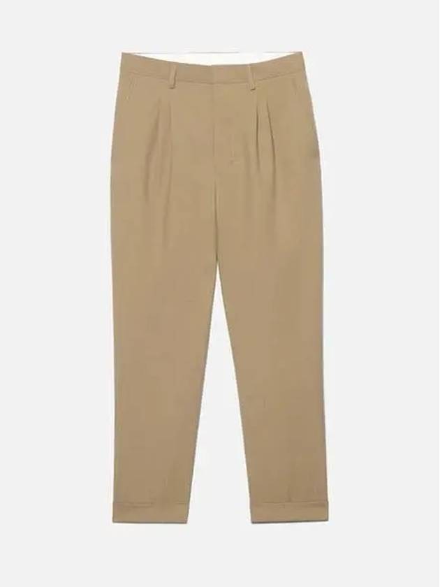 Pin Tuck Tailored Fit Tapered Wool Straight Pants Taupe - AMI - BALAAN 2