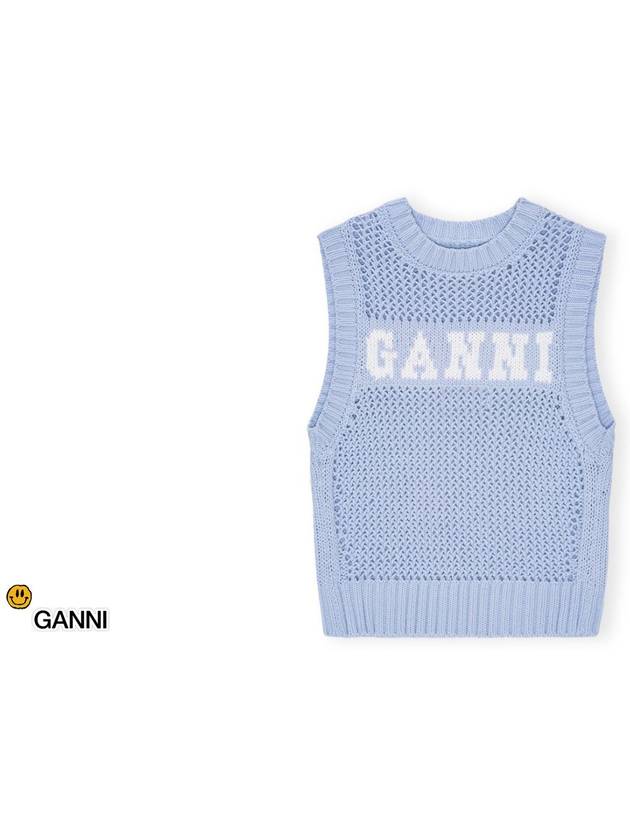 Cotton Rope Vest Poder Blue - GANNI - BALAAN 3