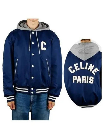 Logo patch overfit nylon hooded jacket 270835 - CELINE - BALAAN 1