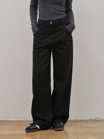 Denim Loose Long Wide Pants Black - RYUL+WAI: - BALAAN 1