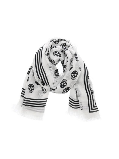 Biker Black Skull Muffler White - ALEXANDER MCQUEEN - BALAAN 1