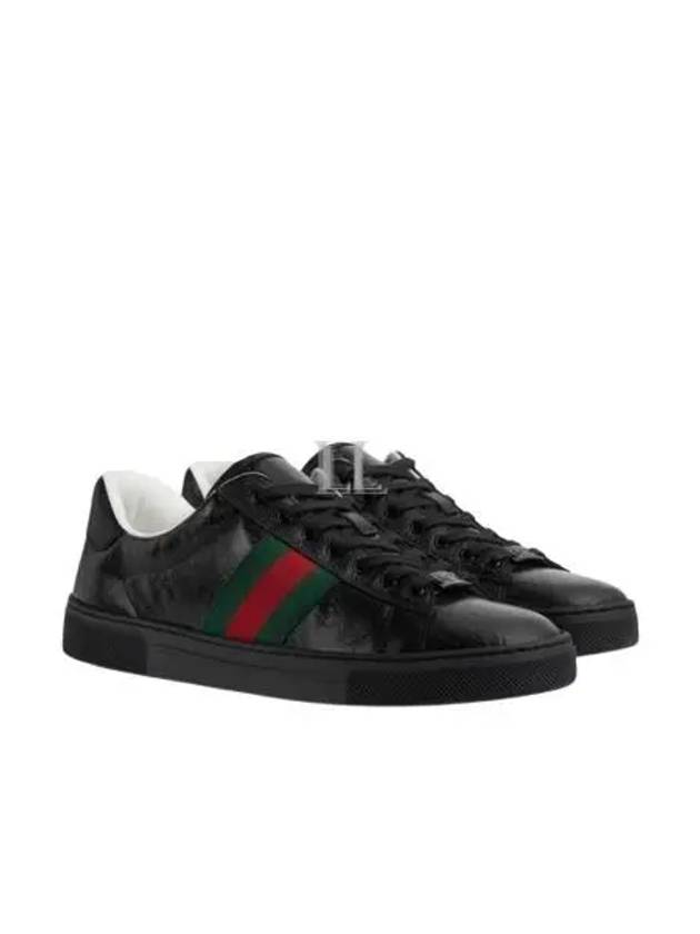 Men's Ace GG Crystal Canvas Low Top Sneakers Black - GUCCI - BALAAN 2