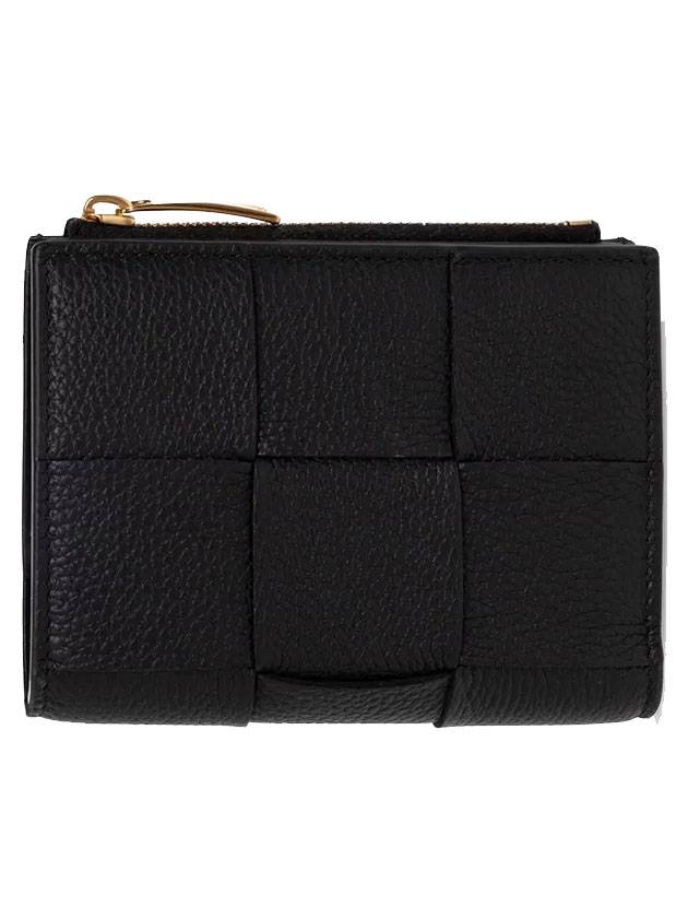 Intrecciato Zipper Half Wallet Black - BOTTEGA VENETA - BALAAN 1