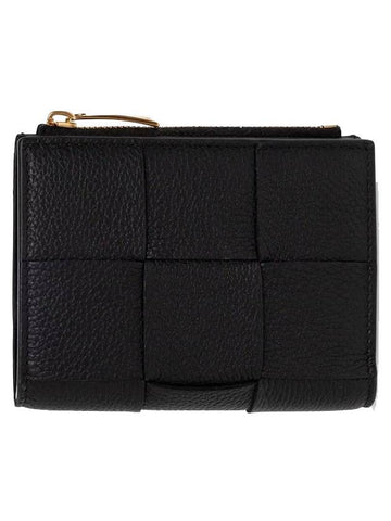 Intrecciato Zipper Half Wallet Black - BOTTEGA VENETA - BALAAN 1