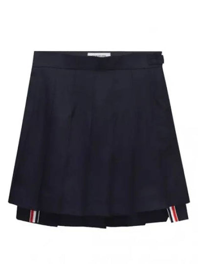 RMB Wool Mini Pleated Skirt Navy - THOM BROWNE - BALAAN 2