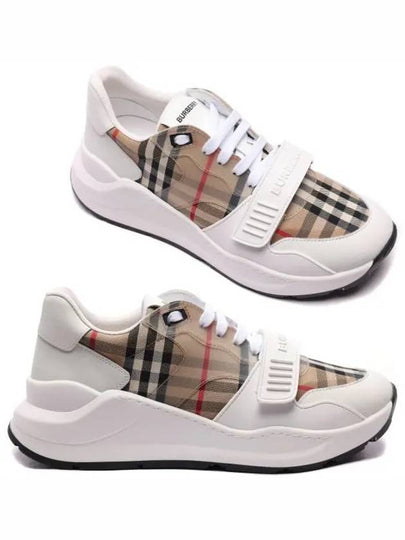 Ramsey Vintage Check Velcro Low Top Sneakers White Beige - BURBERRY - BALAAN 2