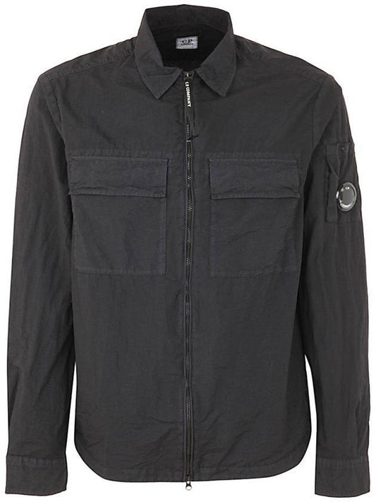 Teyron Zip-Up Shirt Jacket Black - CP COMPANY - BALAAN.