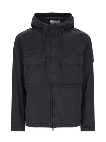 Cotton Twill Stretch Hooded Jacket Black - STONE ISLAND - BALAAN 2