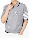 Hector Diagonal Virgin Wool Short Sleeve Polo Shirt Grey - THOM BROWNE - BALAAN 2