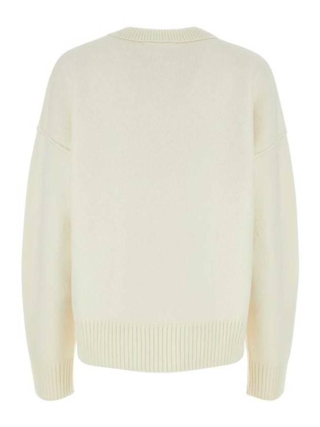 Intarsia Big Heart Logo Wool Knit Top Ivory - AMI - BALAAN 3