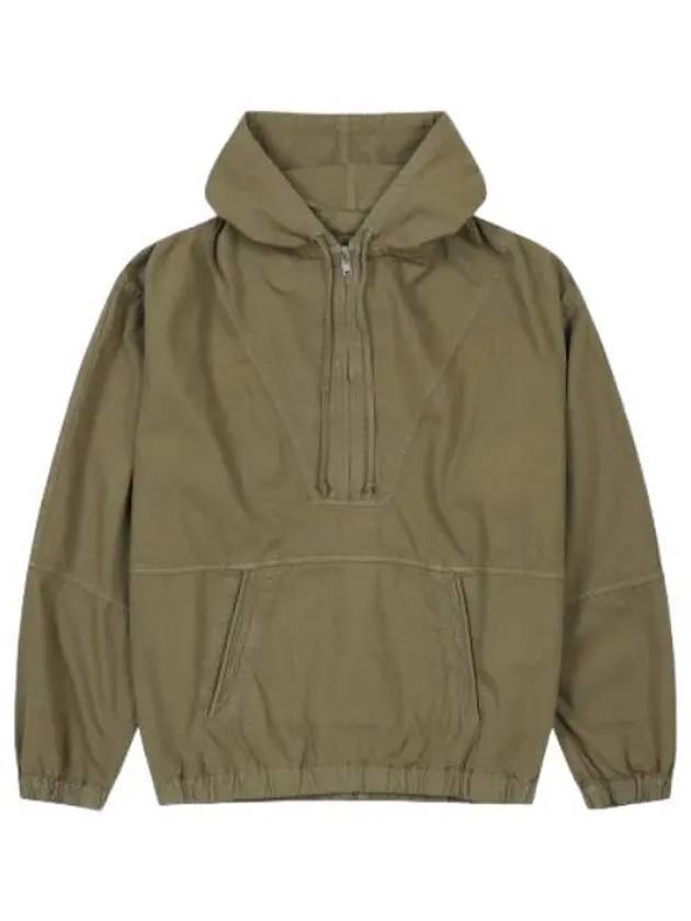 Half zip up denim hooded khaki t shirt hoodie - ISABEL MARANT - BALAAN 1