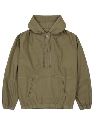 Half zip up denim hooded khaki t shirt hoodie - ISABEL MARANT - BALAAN 1